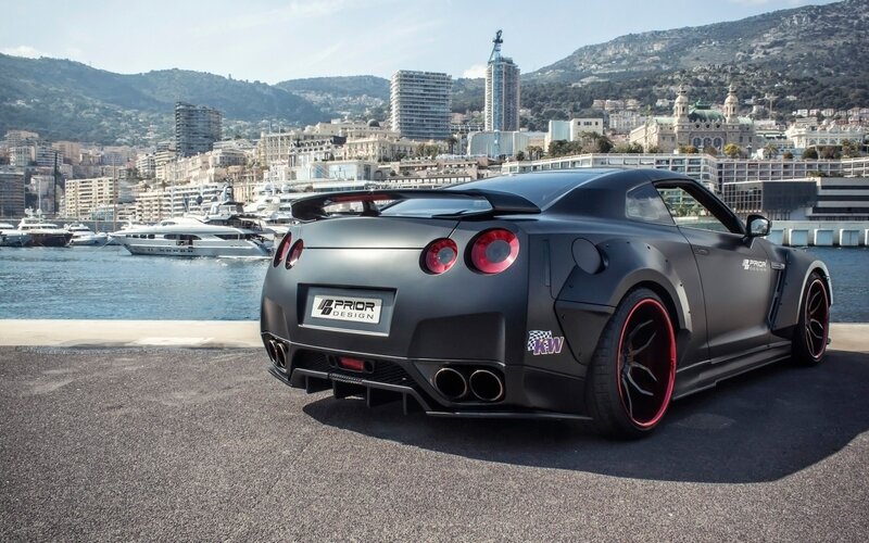 Black Modified Sports Car — Gray, Dramatic, Afternoon