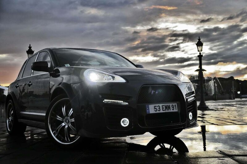 Black Modified SUV — Dramatic, Sunset, Photograph