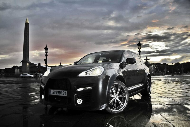Black Modified SUV — Dramatic, Sunset