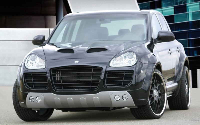 Black Modified SUV — Gray, Neutral, Photograph