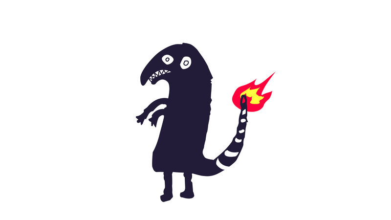 Black Monster with Fire Tail