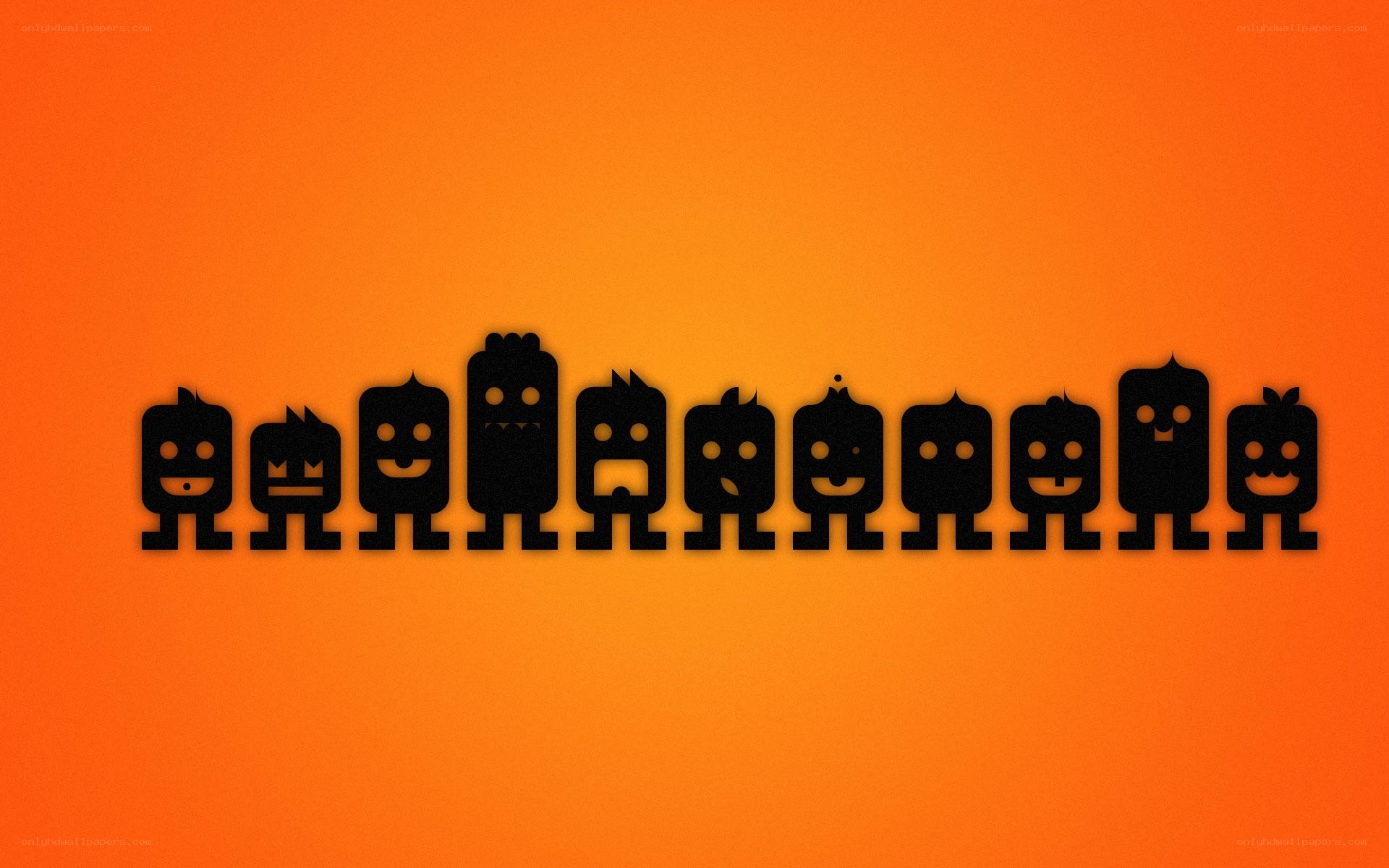 black monsters on orange
