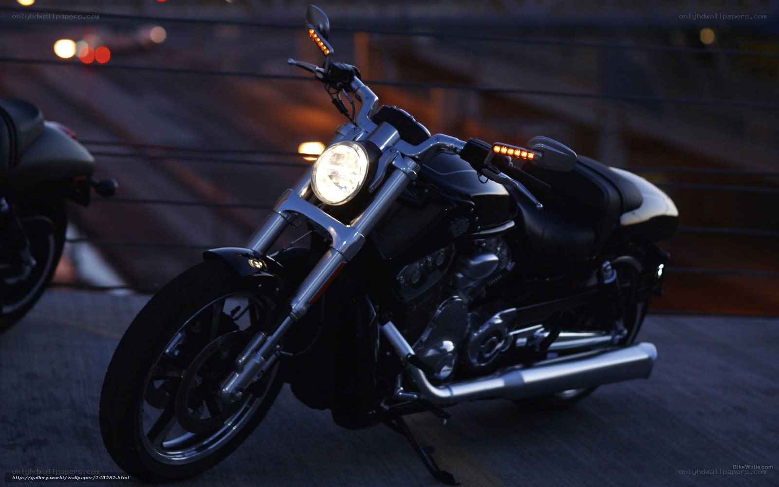 Black motorcycle at dusk