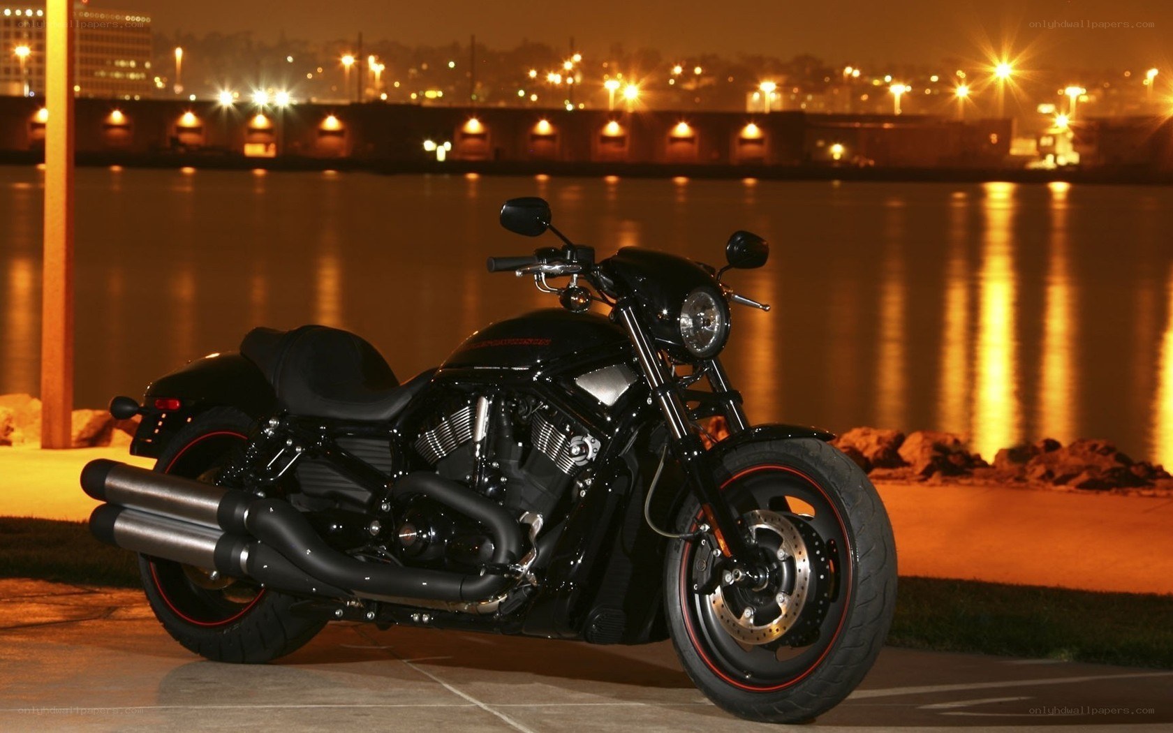 black motorcycle at night