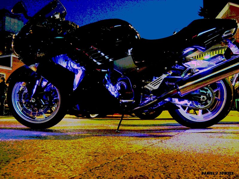 Black motorcycle at night