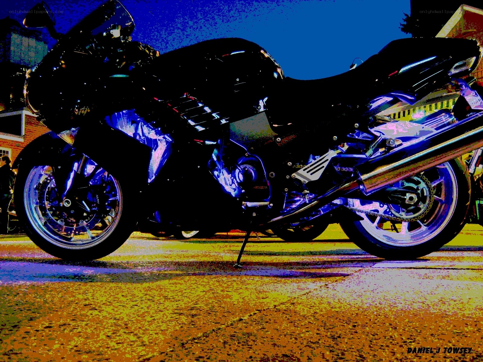 Black motorcycle at night
