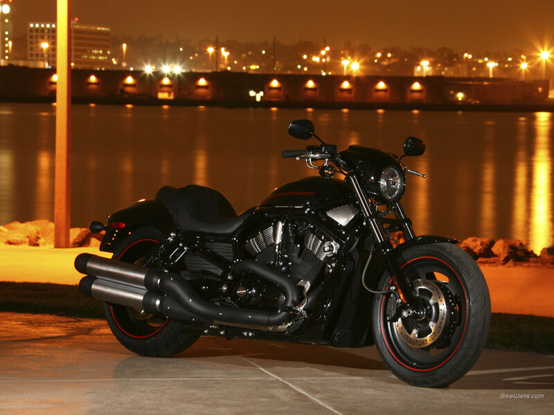 Black Motorcycle at Night — Dramatic, Photograph