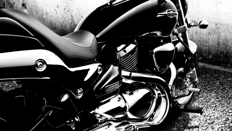 Black Motorcycle — Dramatic, Photograph, Seat, Engine, Wall