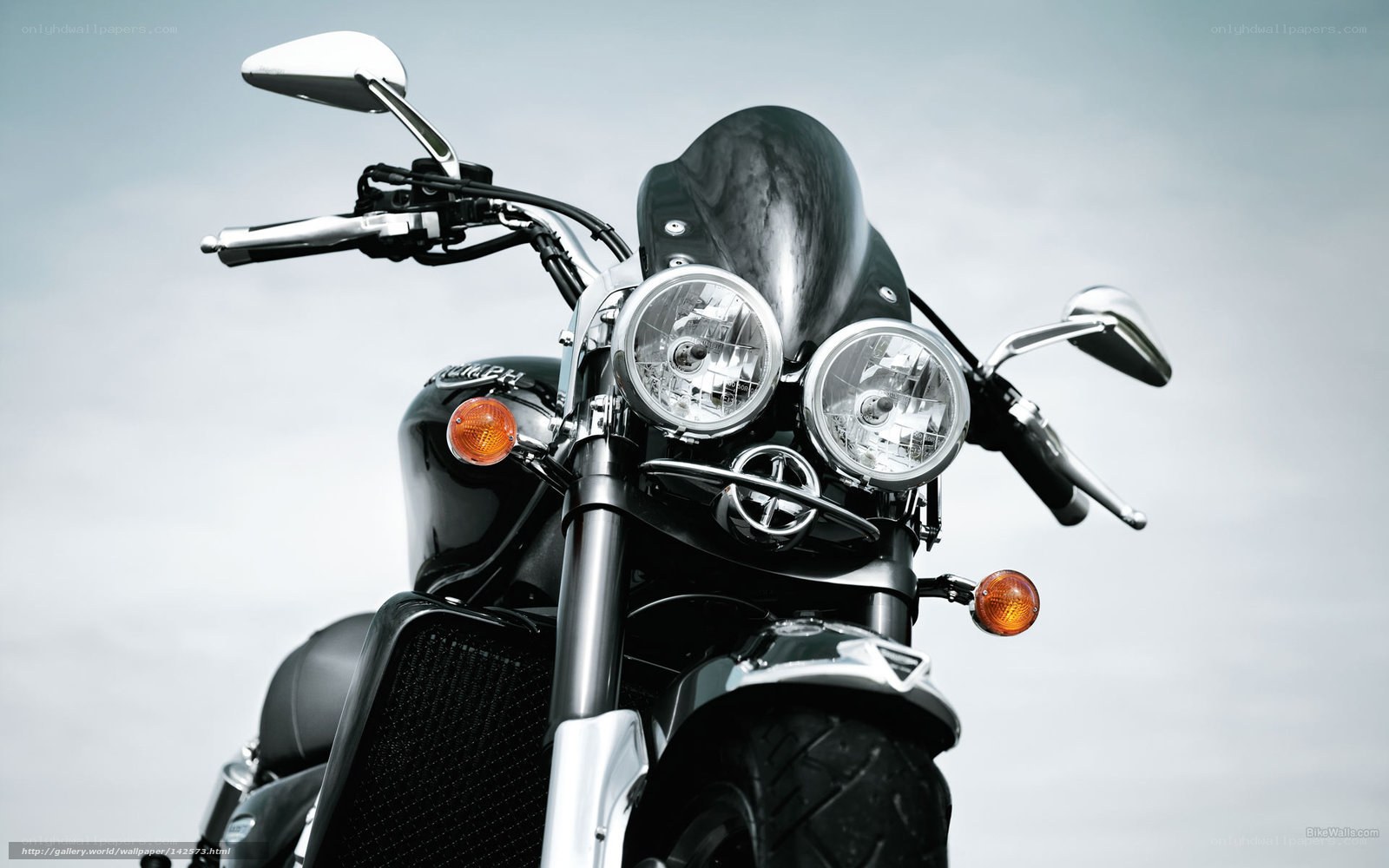black motorcycle front view