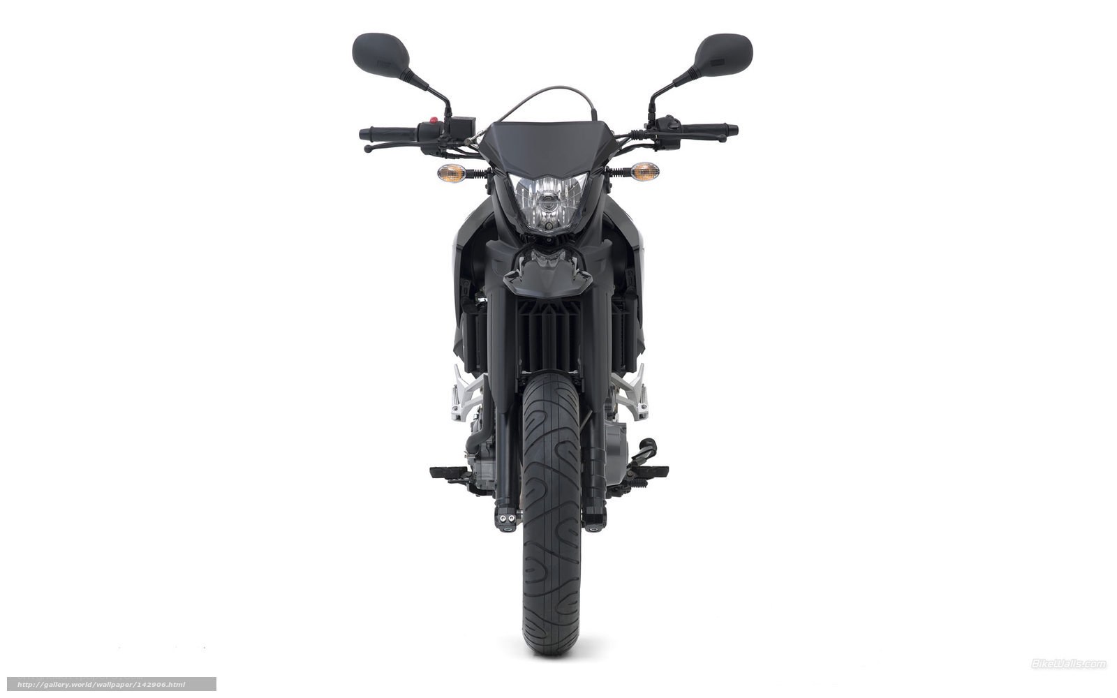 black motorcycle front view