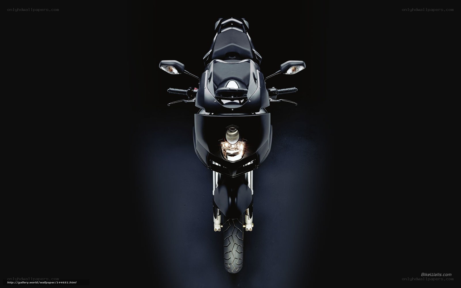 black motorcycle front view