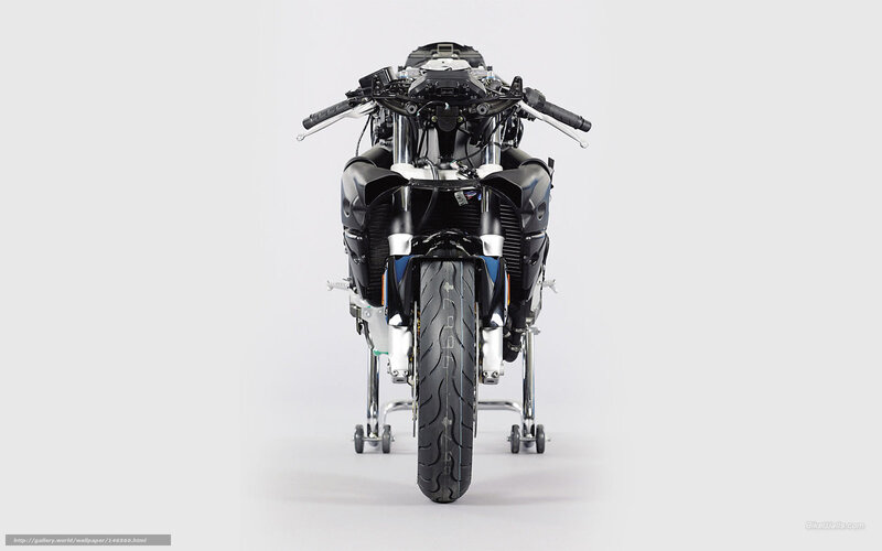 Black Motorcycle Front View — Neutral, Photograph, Handlebars, Front Wheel, Stand
