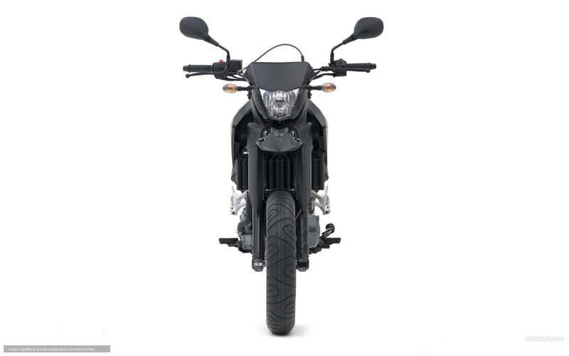 Black Motorcycle Front View — Neutral, Photograph, Handlebars, Headlight, Front Wheel
