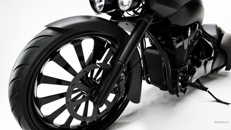 black motorcycle front wheel
