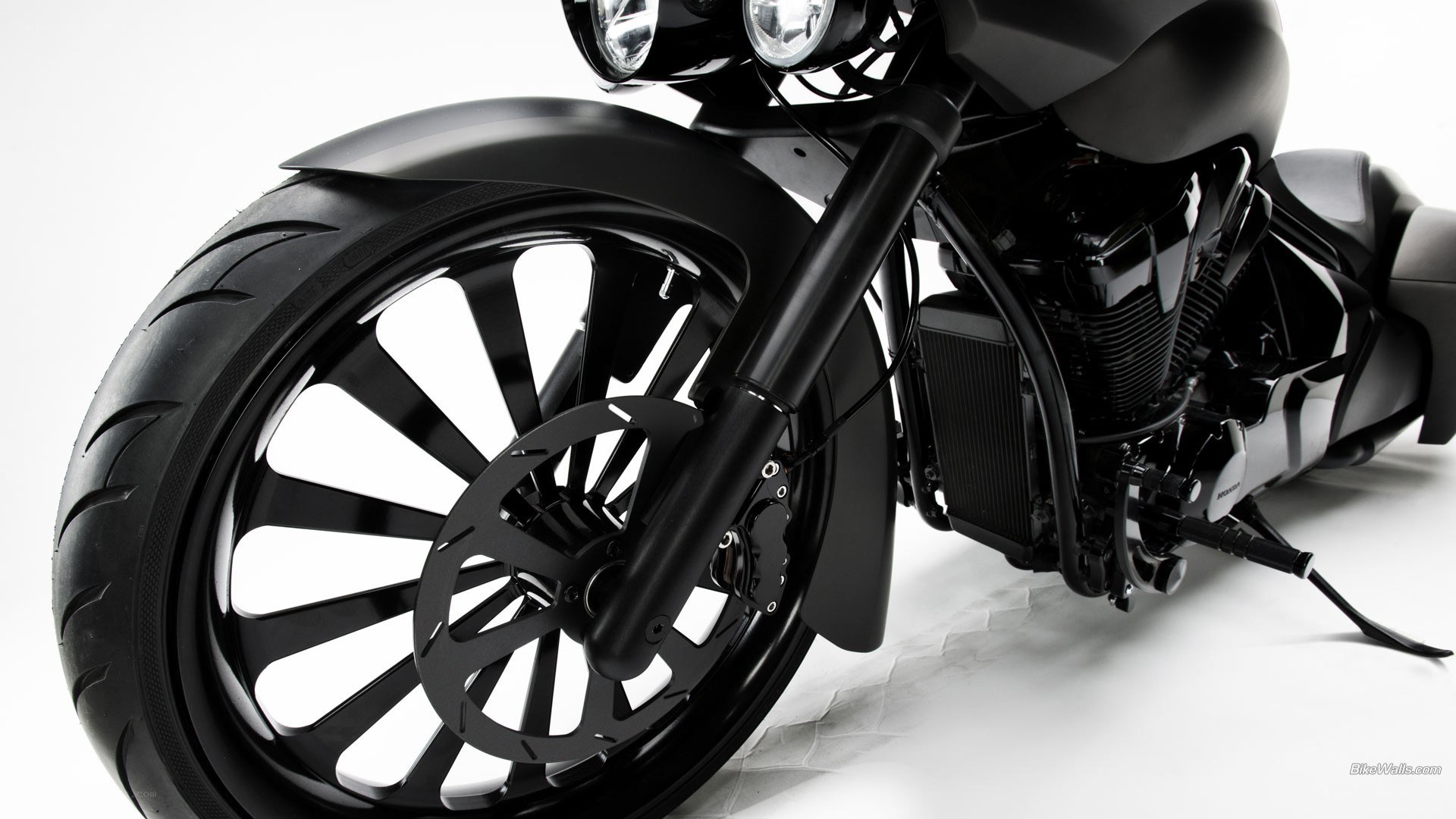 black motorcycle front wheel
