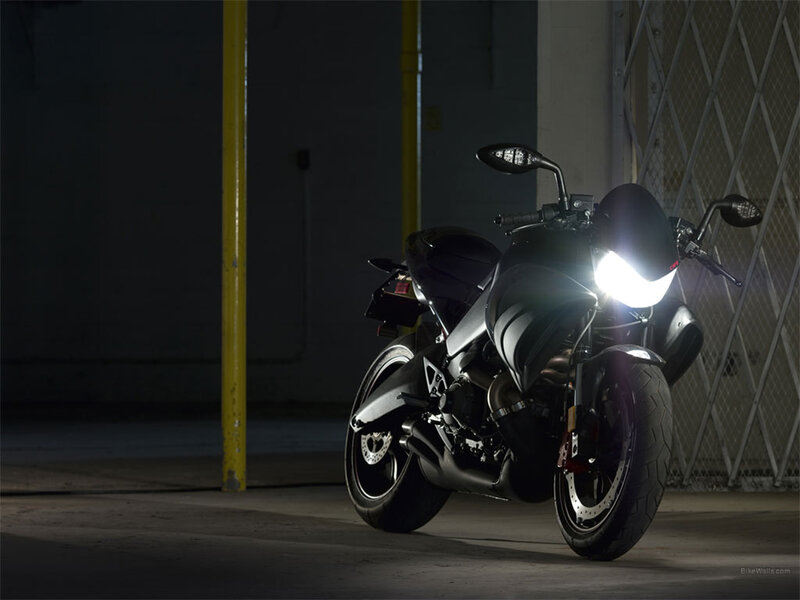 black motorcycle in garage