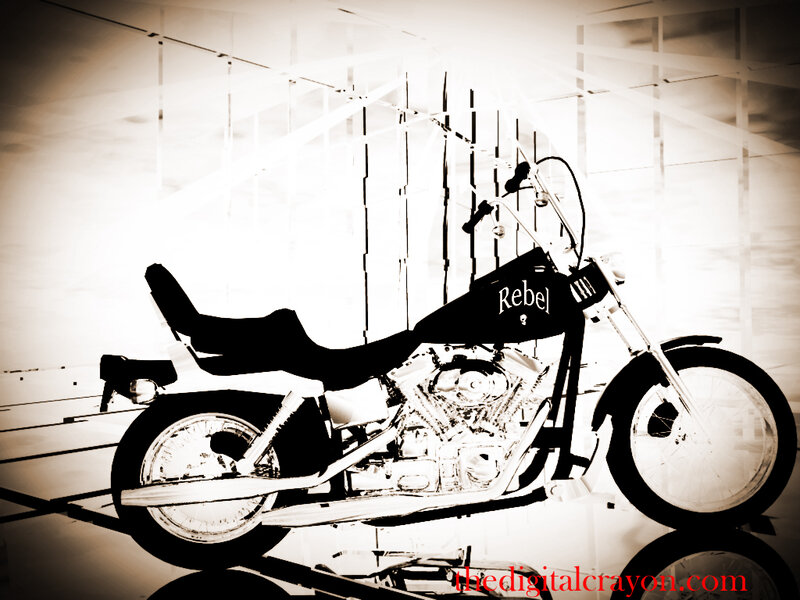 Black Motorcycle in Studio — Dramatic