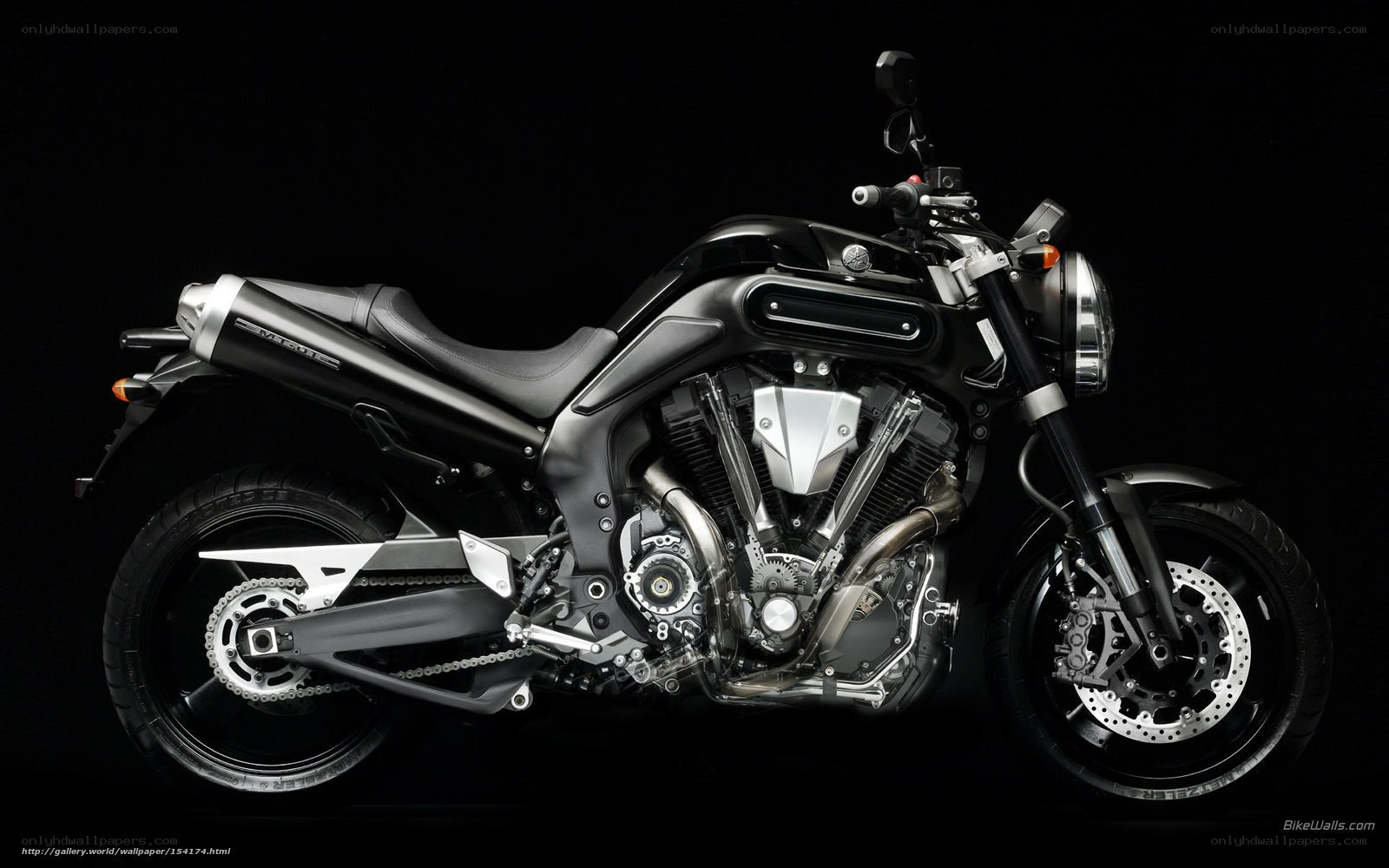black motorcycle on black background