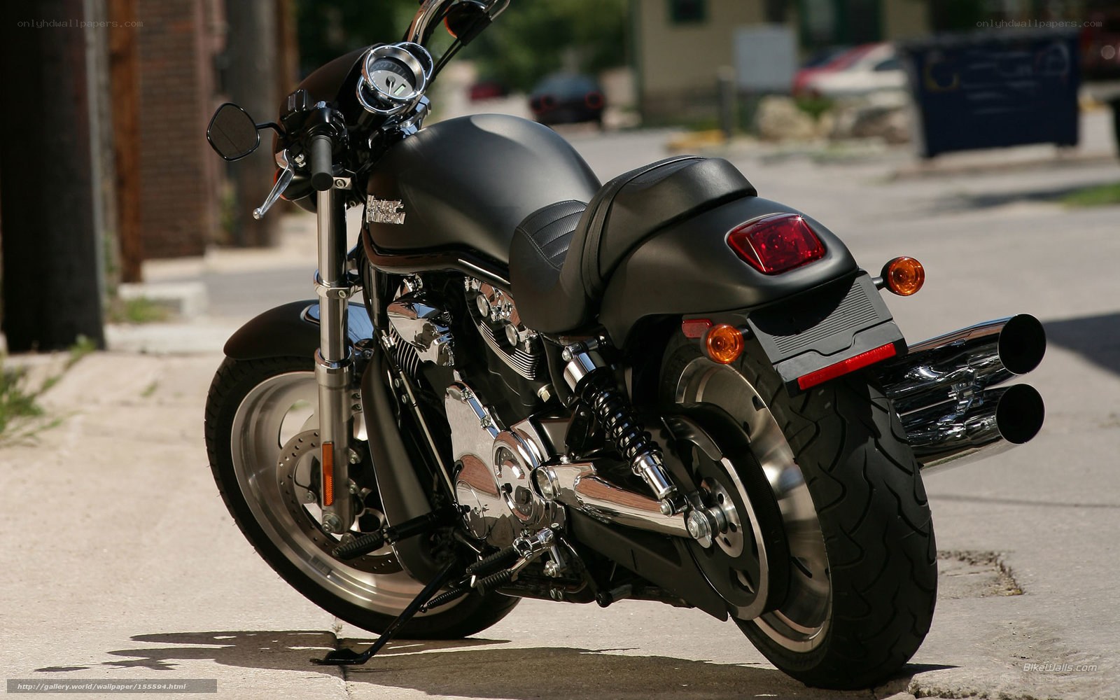 Black motorcycle on city street