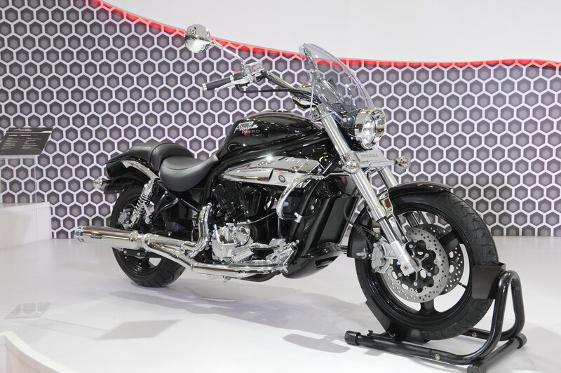 Black Motorcycle on Display — Neutral