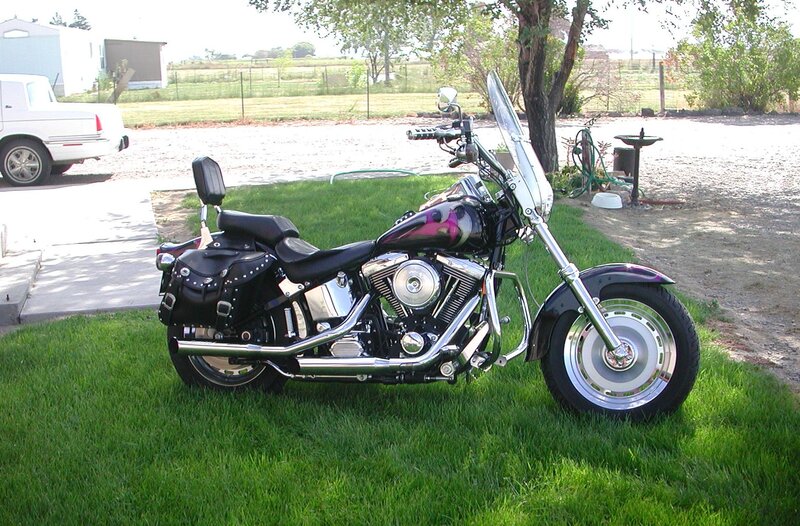 Black Motorcycle on Grass — Green