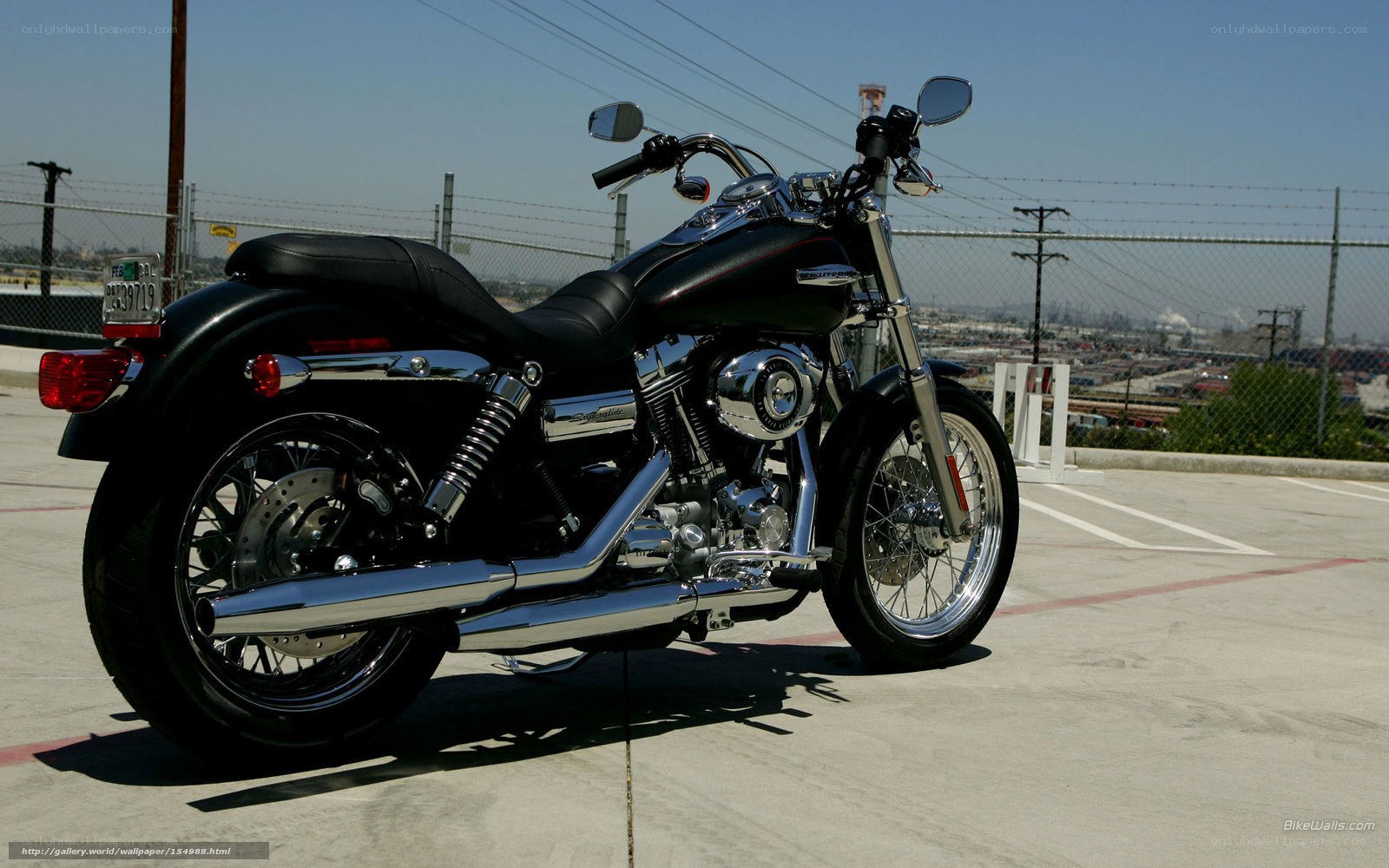 Black motorcycle on parking lot