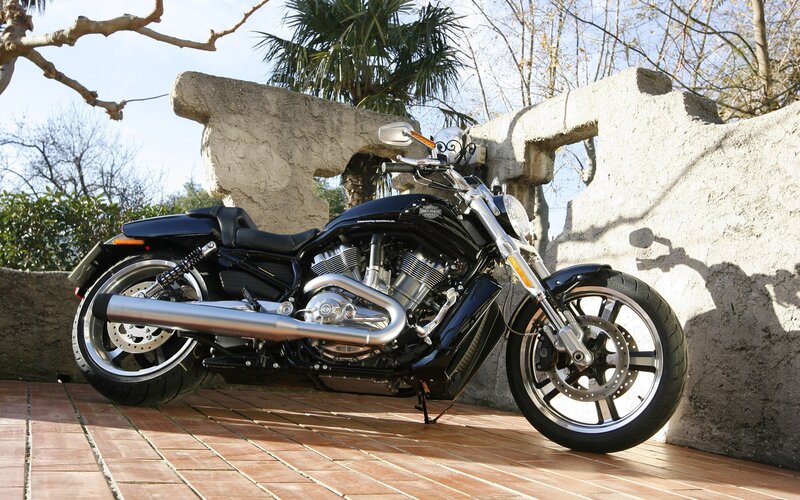 Black Motorcycle on Patio