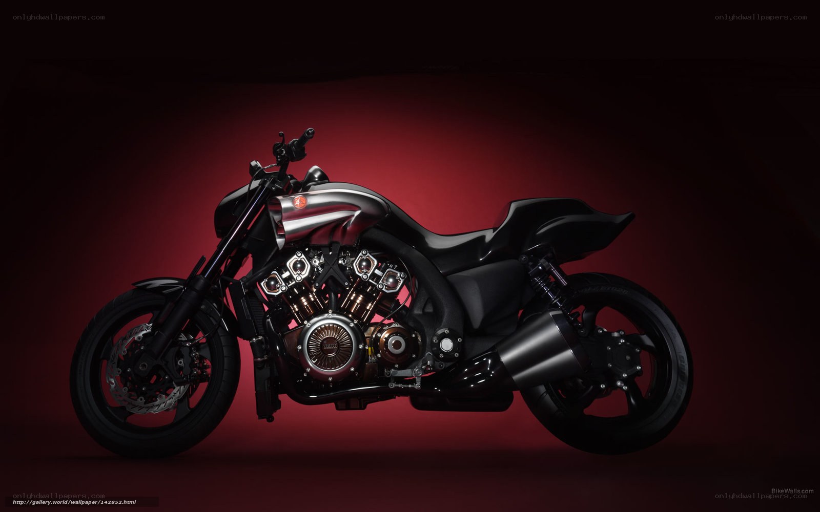 black motorcycle on red background