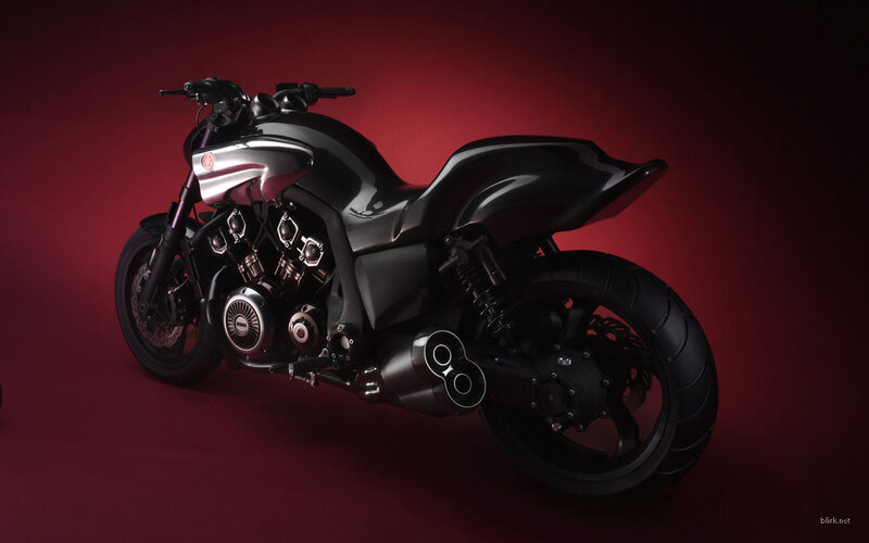 black motorcycle on red background
