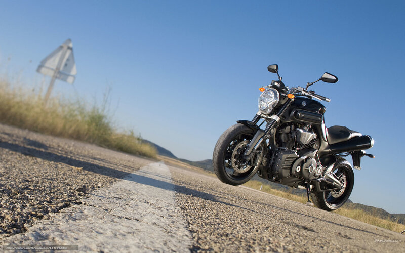 Black Motorcycle on Road — Blue, Serene