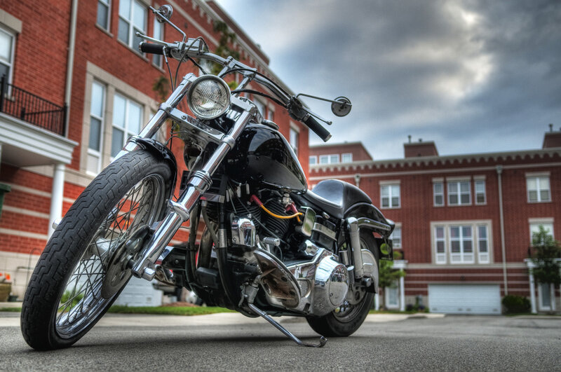 black motorcycle on street