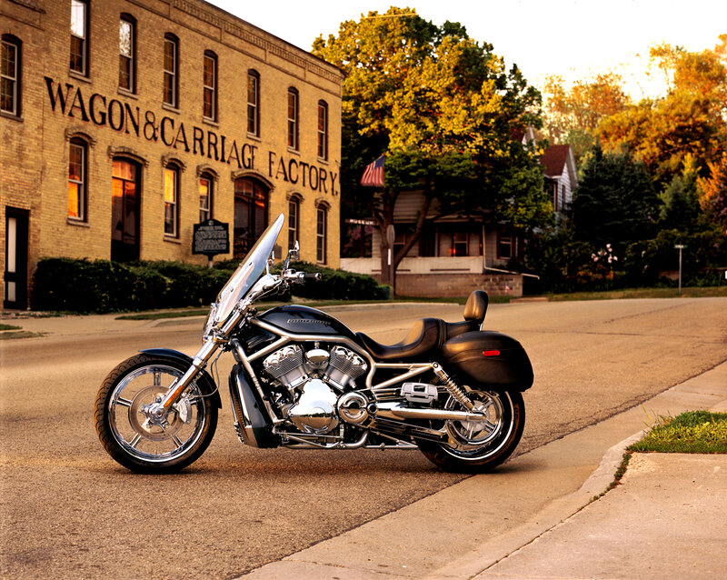 Black Motorcycle on Street — Brown