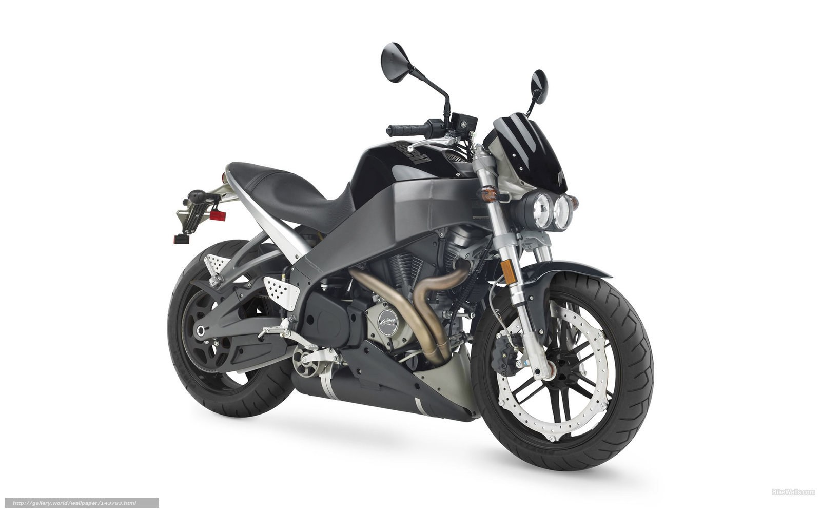 Black motorcycle on white background