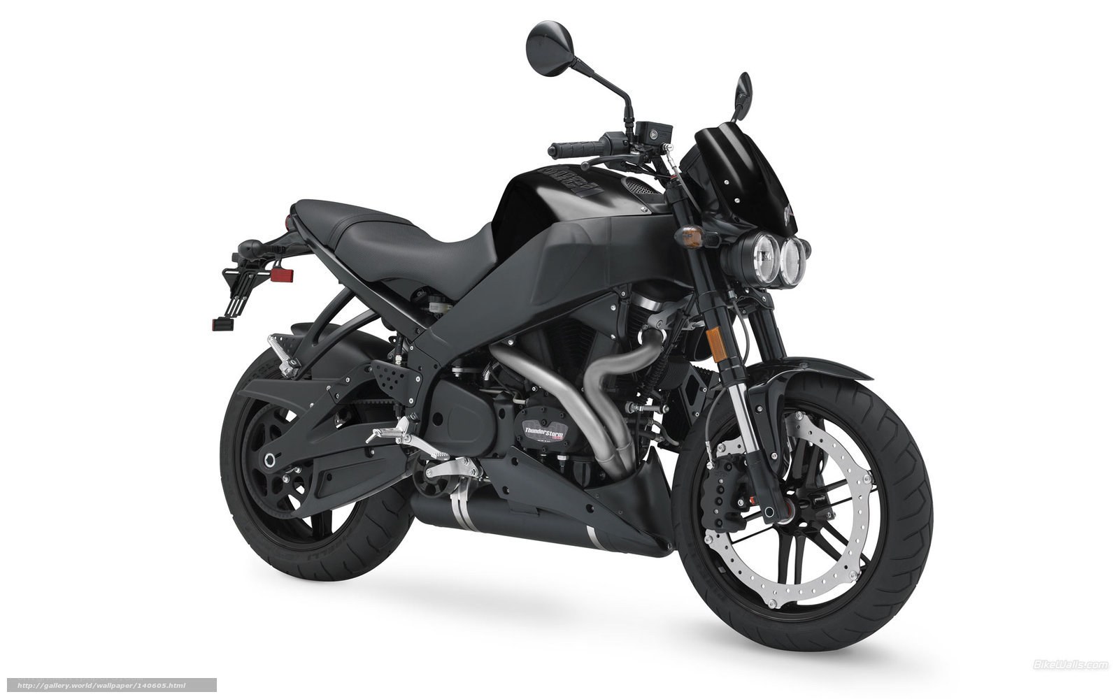 Black motorcycle on white background