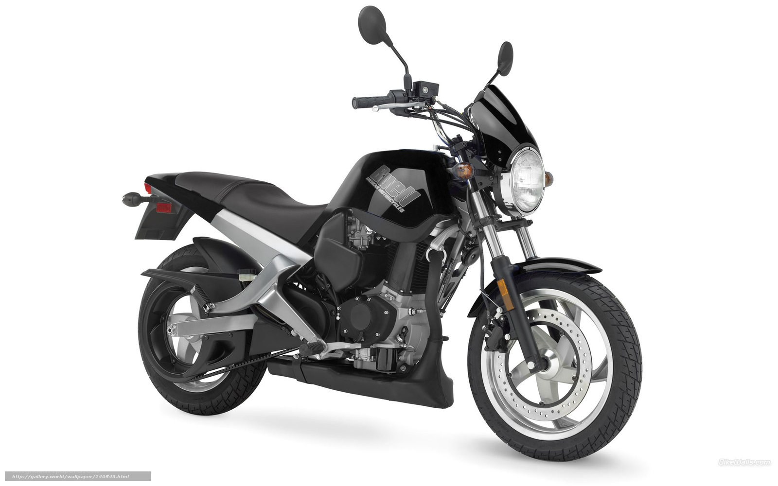 Black motorcycle on white background