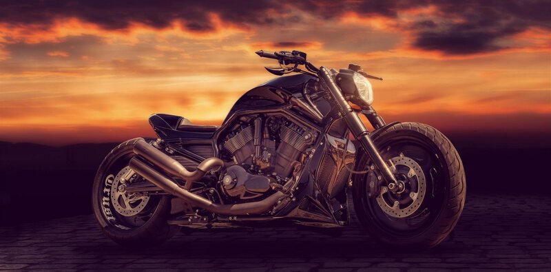 Black Motorcycle — Orange