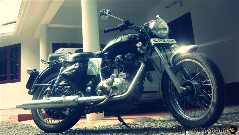 Black Motorcycle Parked — Dramatic, Photograph