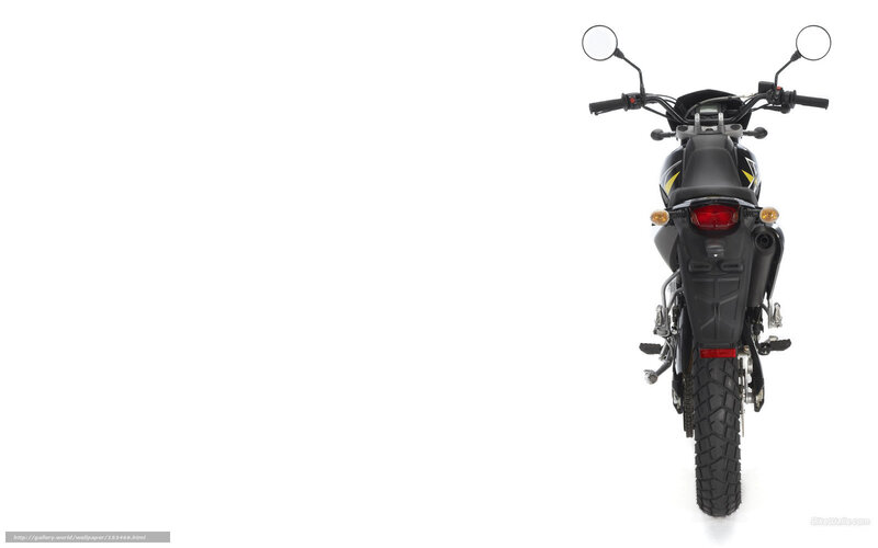 Black Motorcycle Rear View — Neutral, Photograph, Mirror