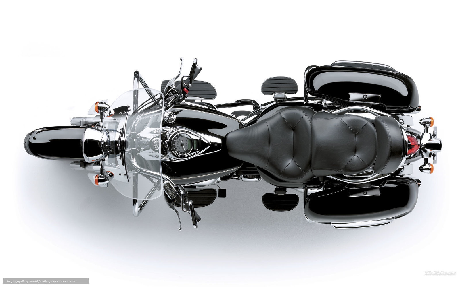 black motorcycle top view