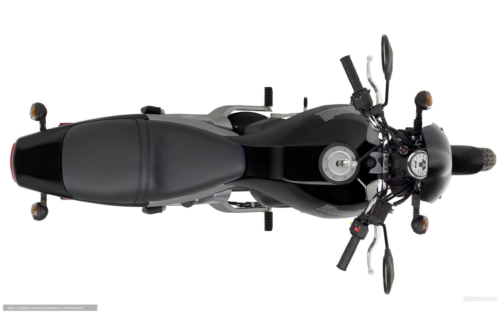 black motorcycle top view
