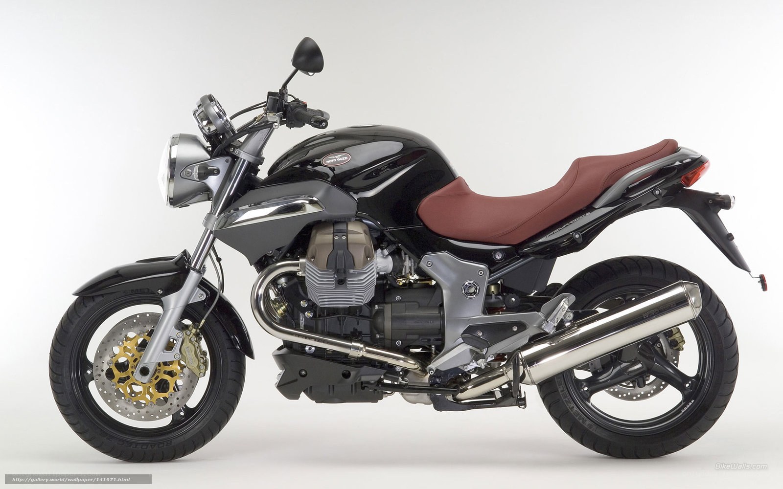 black motorcycle with brown seat