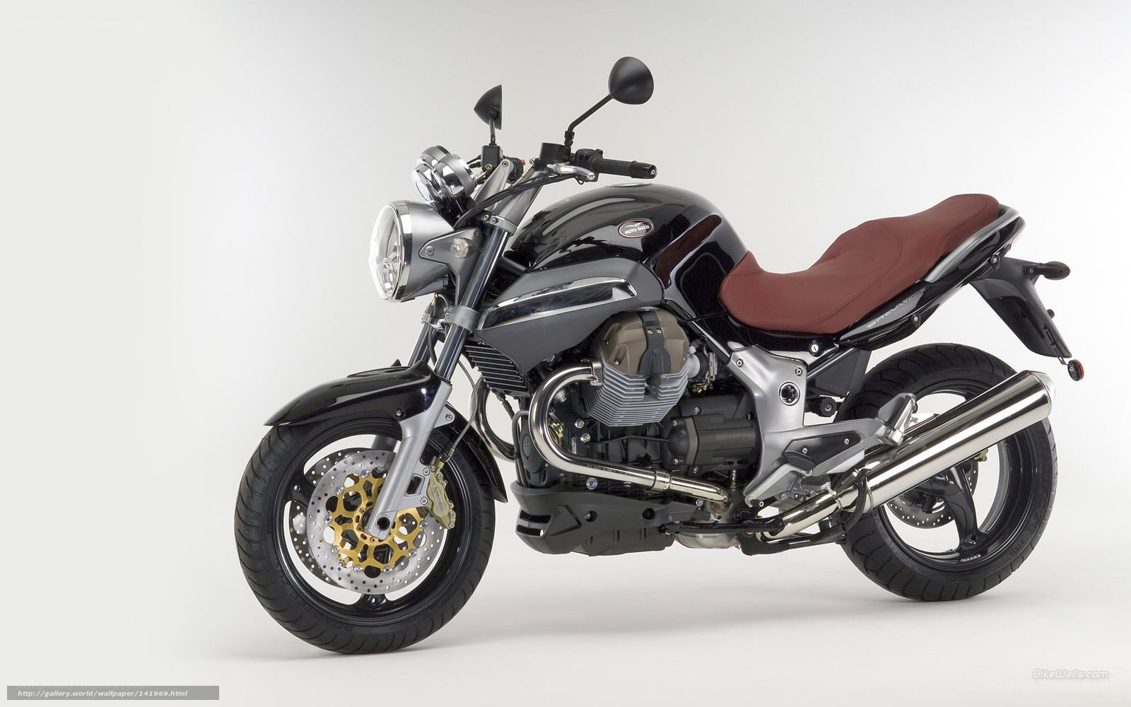 black motorcycle with brown seat