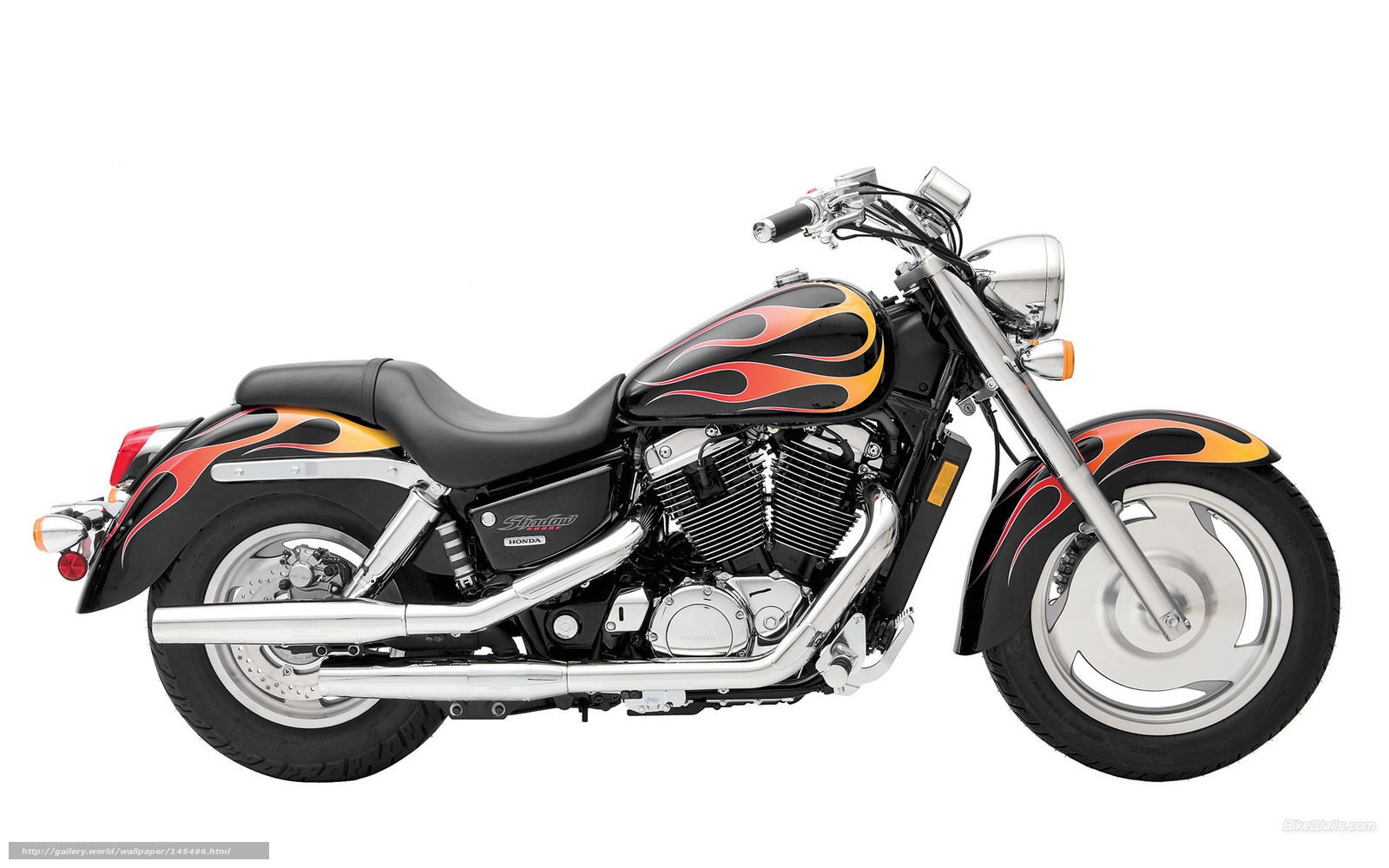 black motorcycle with flame design