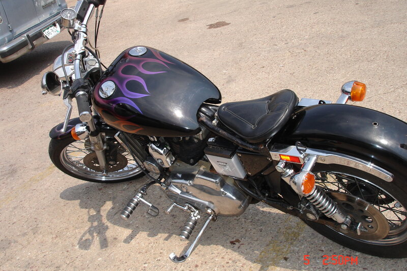 Black Motorcycle with Flames — Neutral
