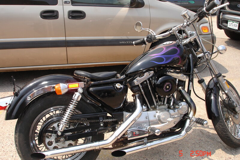Black Motorcycle with Flames