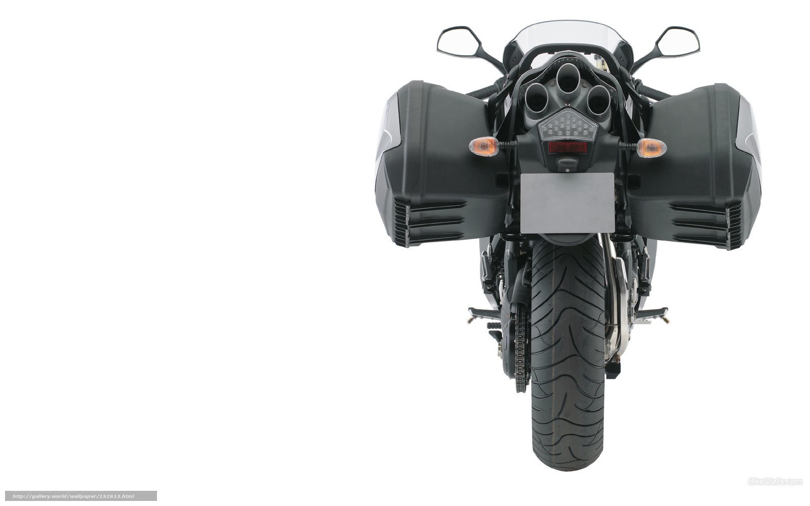 black motorcycle with luggage