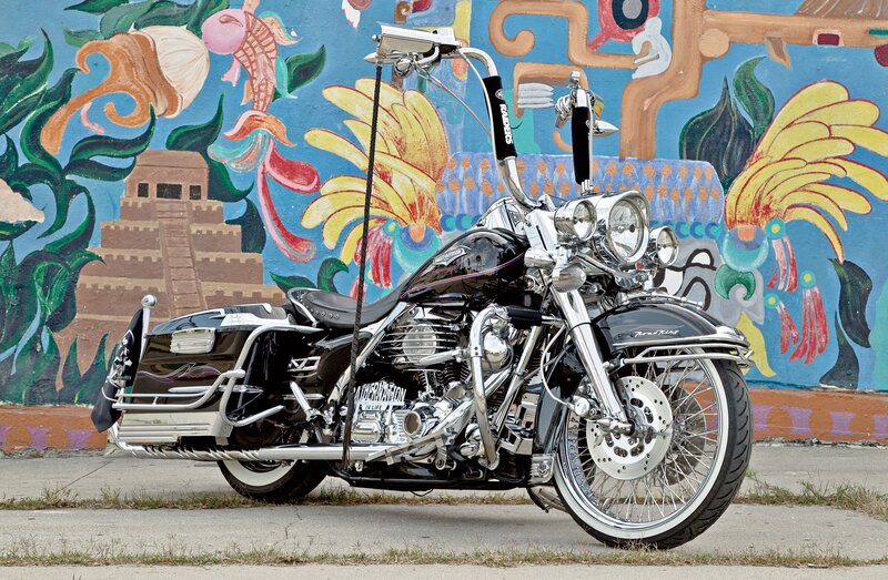 Black Motorcycle with Mural