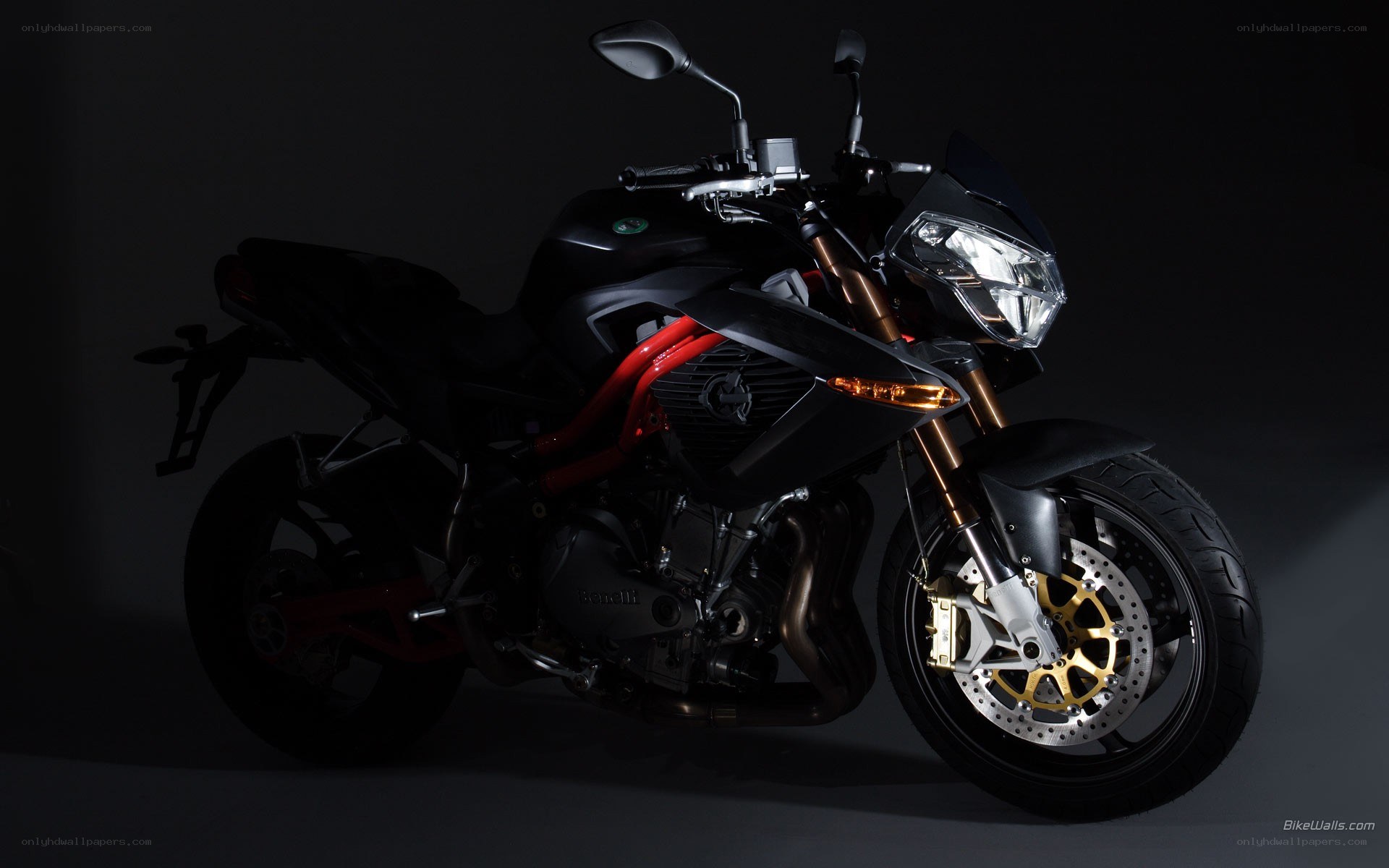 black motorcycle with red accents