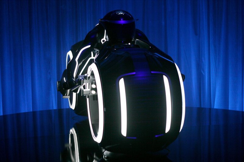 Black Motorcycle with Rider — Blue