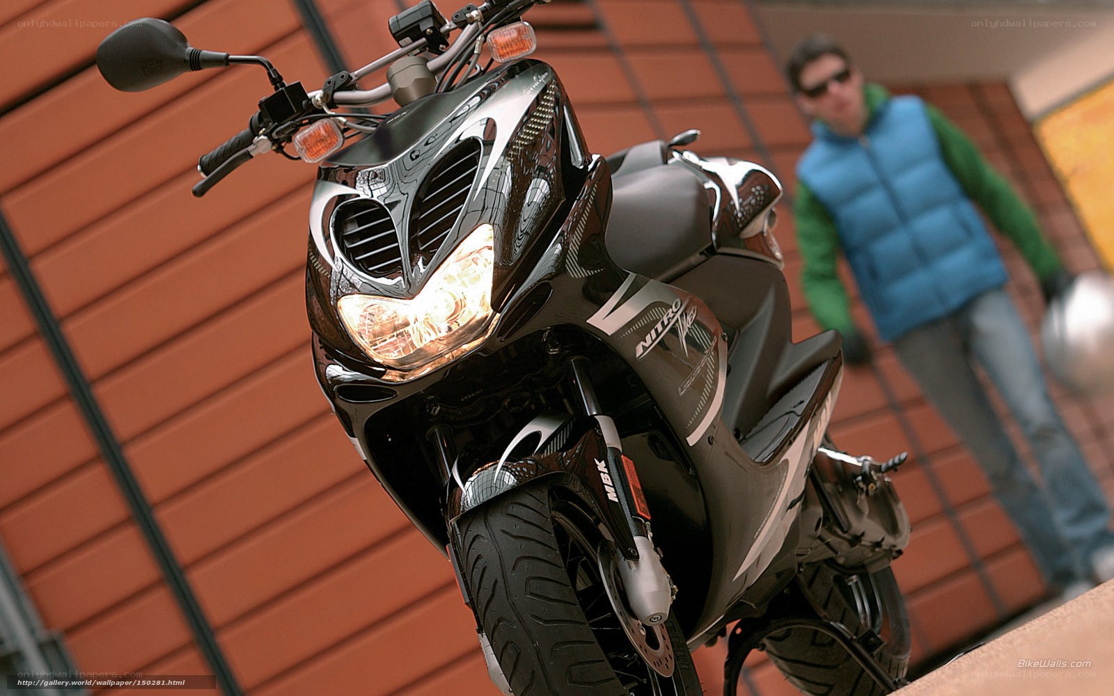 Black motorcycle with rider